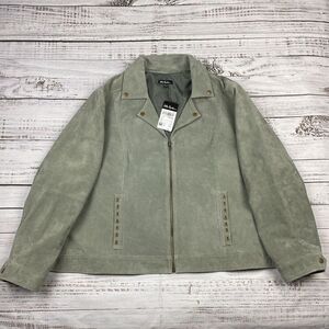 NWT Ulla Popken Suede 100% Leather Jacket Plus Size 32 Moto Coat Gray Full‎ Zip